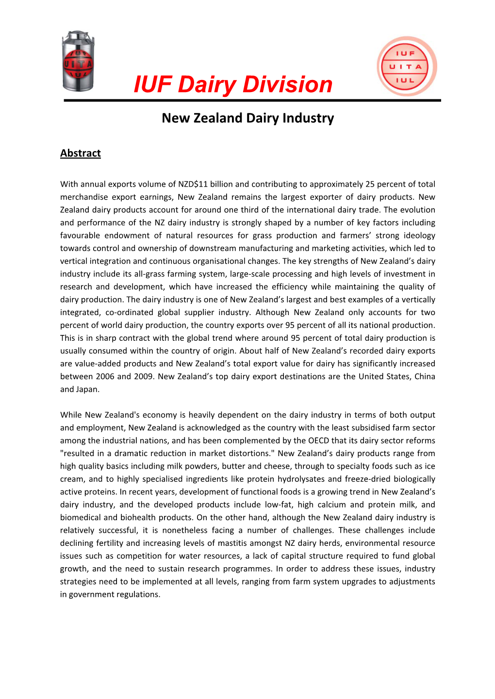 New Zealand Dairy Industry
