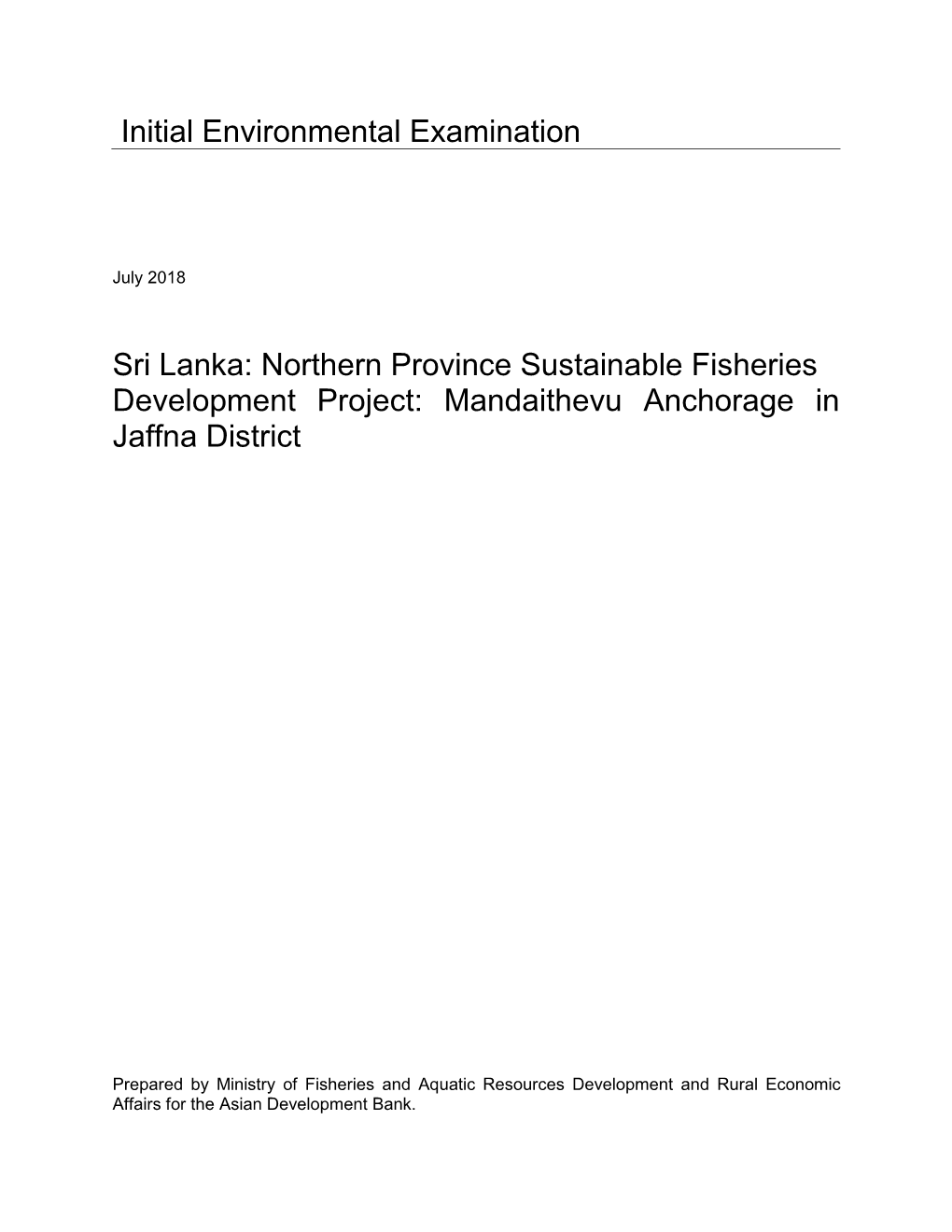 Initial Environmental Examination Sri Lanka