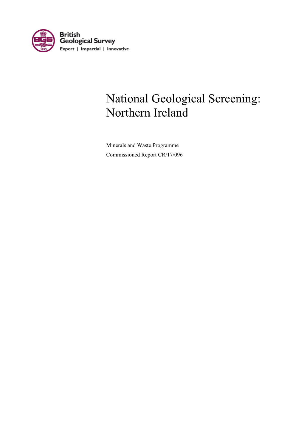 National Geological Screening: Northern Ireland