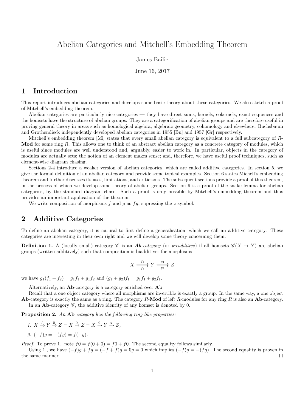 Abelian Categories and Mitchell's Embedding Theorem