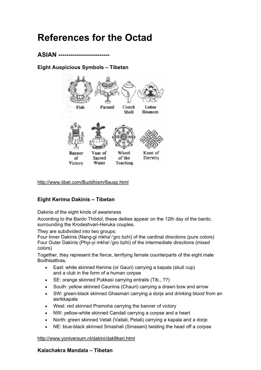 Eight Auspicious Symbols – Tibetan