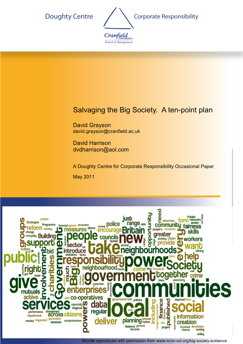 Salvaging the Big Society. a Tenpoint Plan