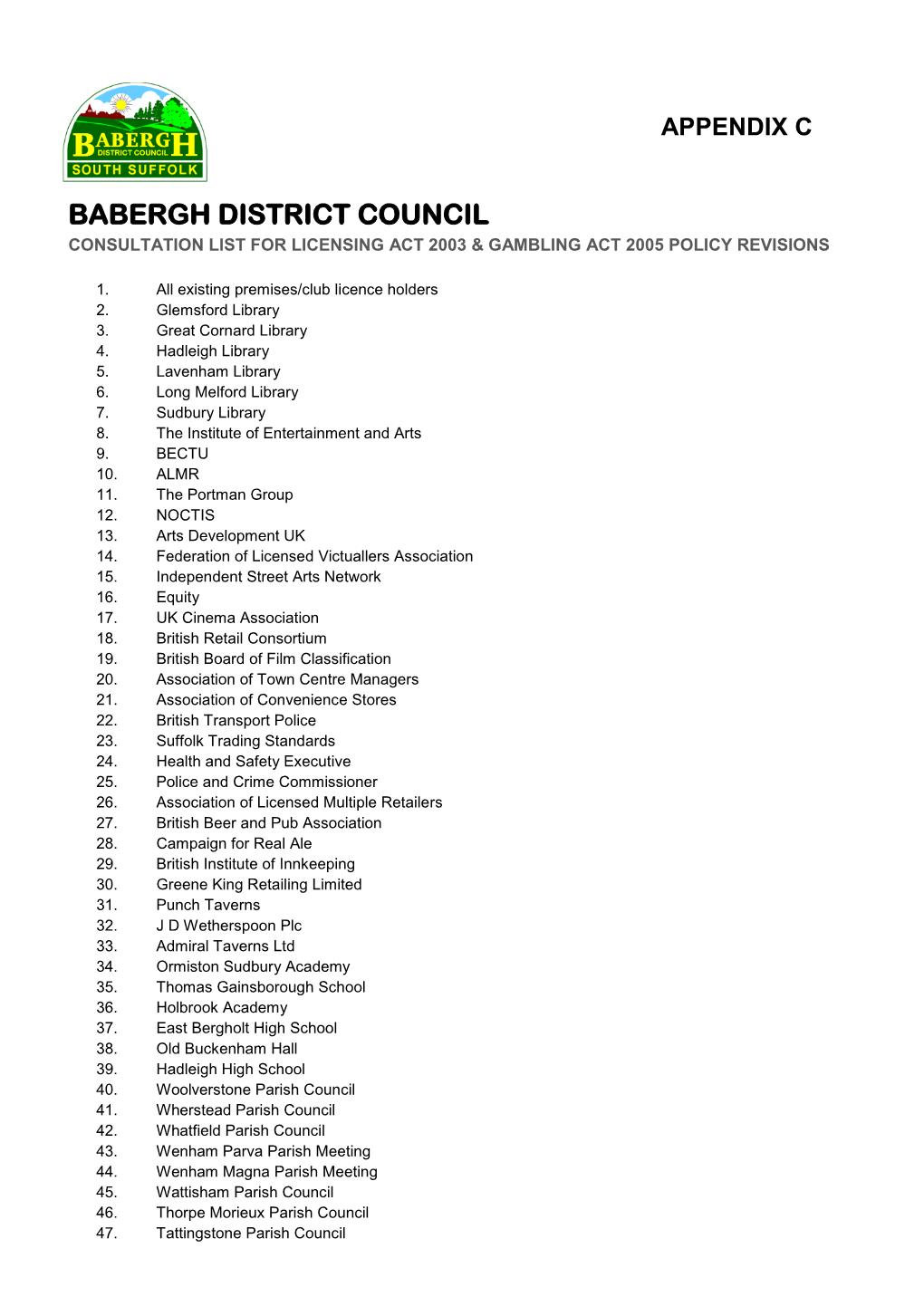 Appendix C Babergh District Council