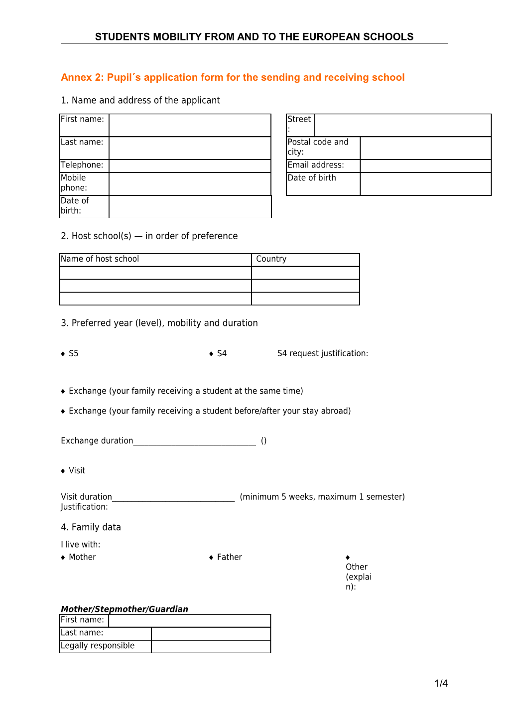 Pupil Application Form