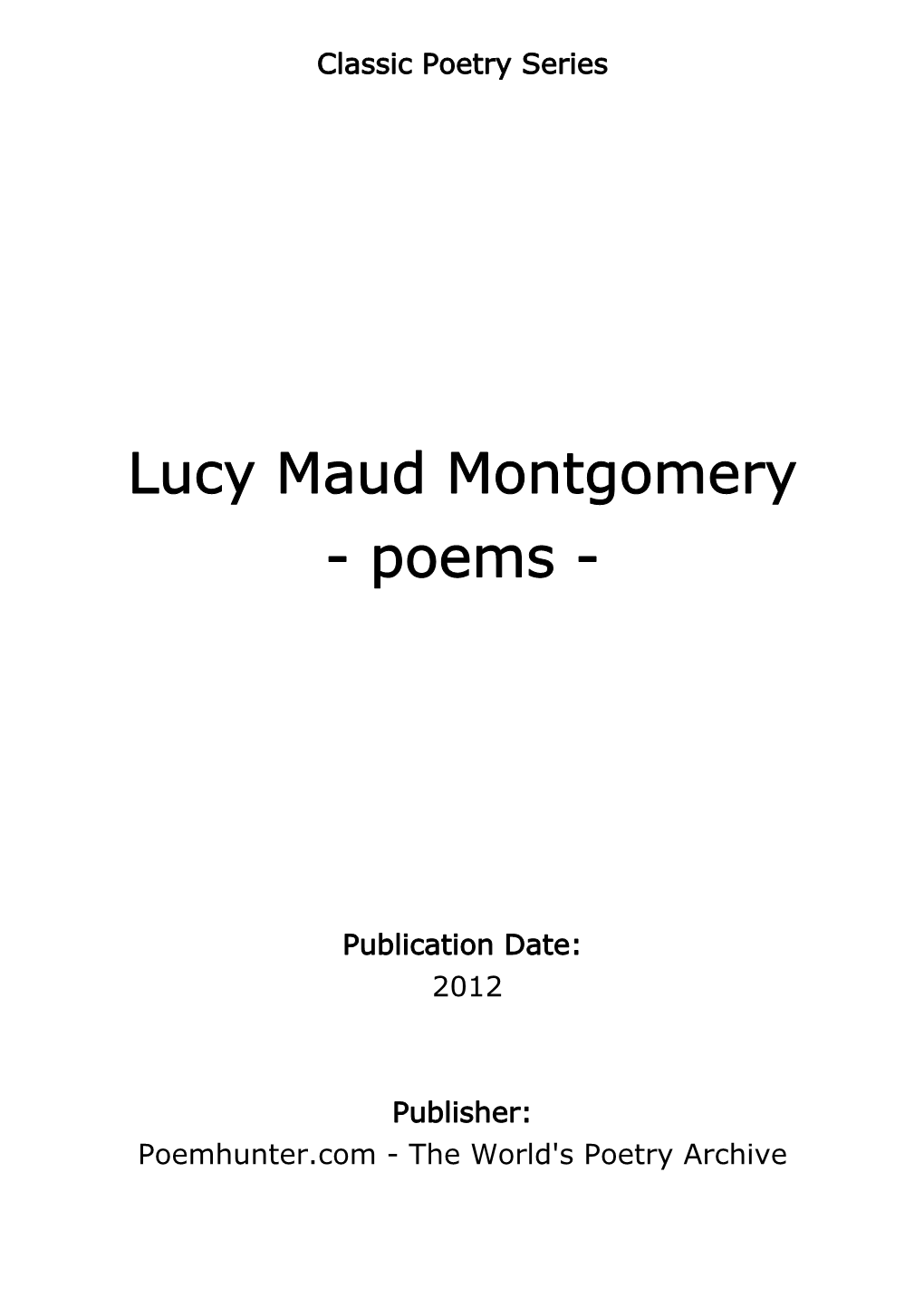 Lucy Maud Montgomery - Poems