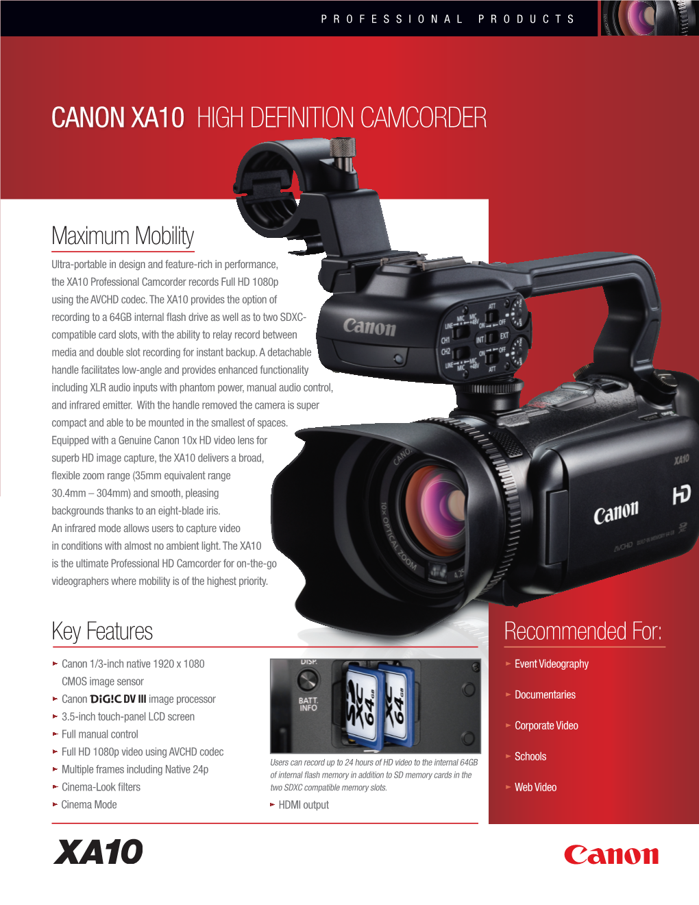 Canon Xa10 High Definition Camcorder