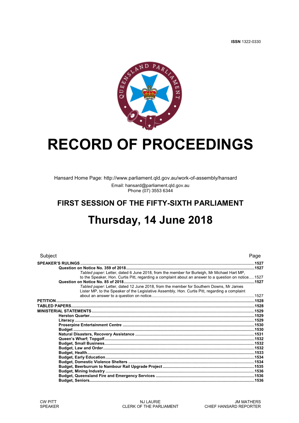 Record of Proceedings