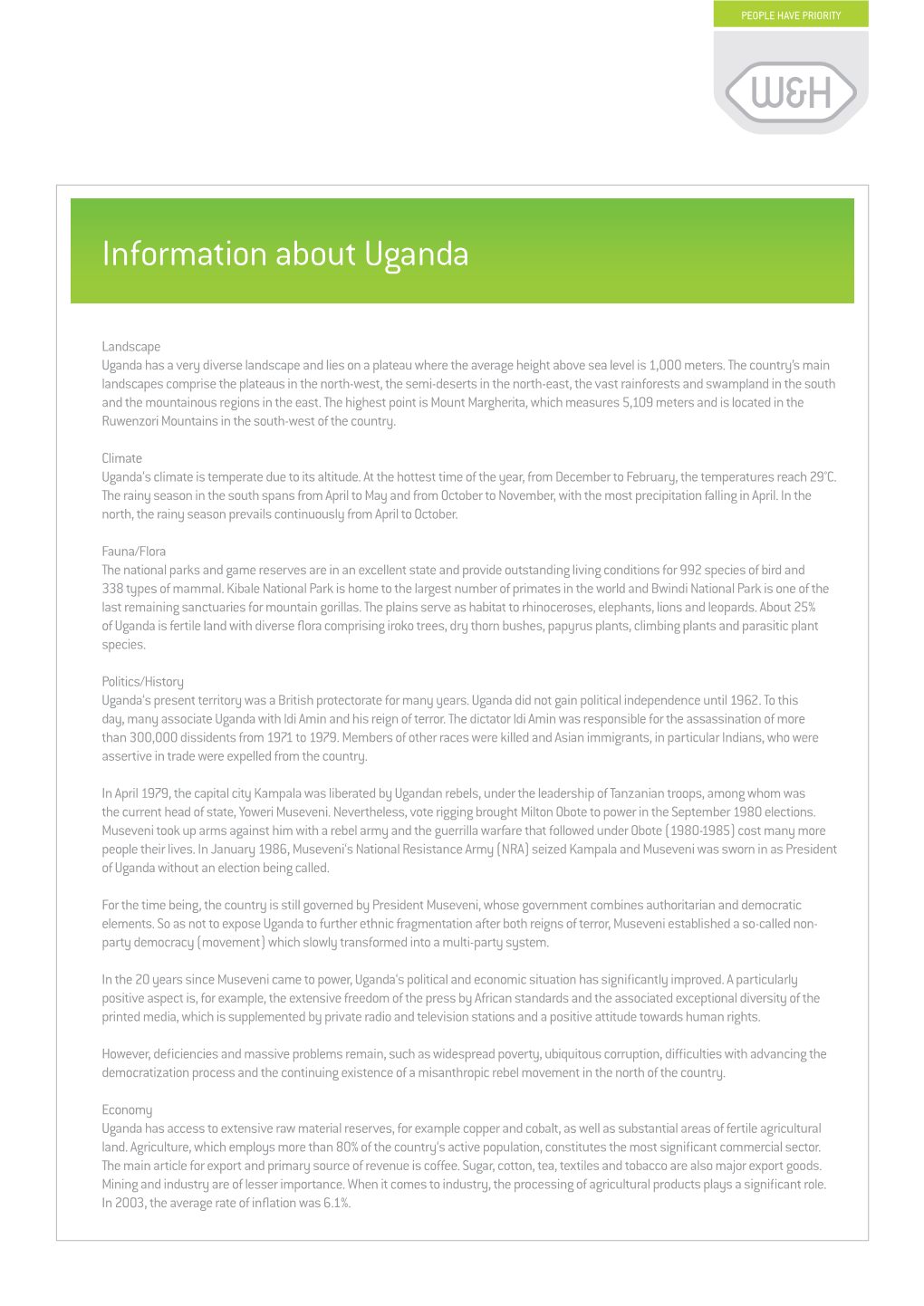 Information About Uganda