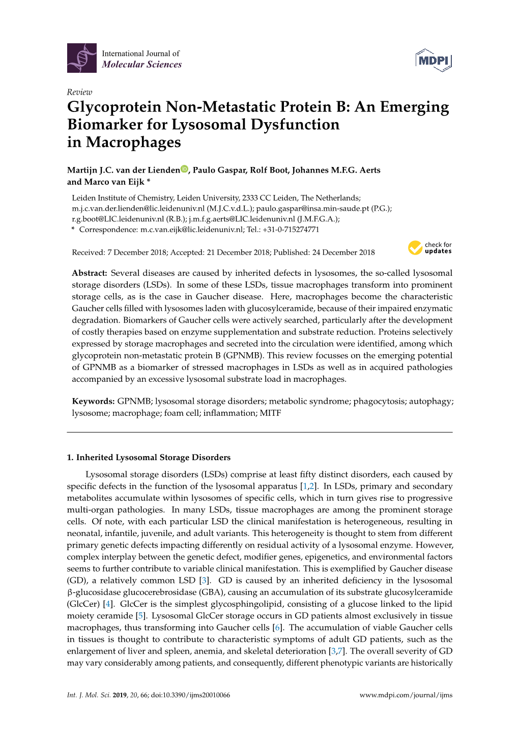 Glycoprotein Non-Metastatic Protein B: an Emerging Biomarker for Lysosomal Dysfunction in Macrophages