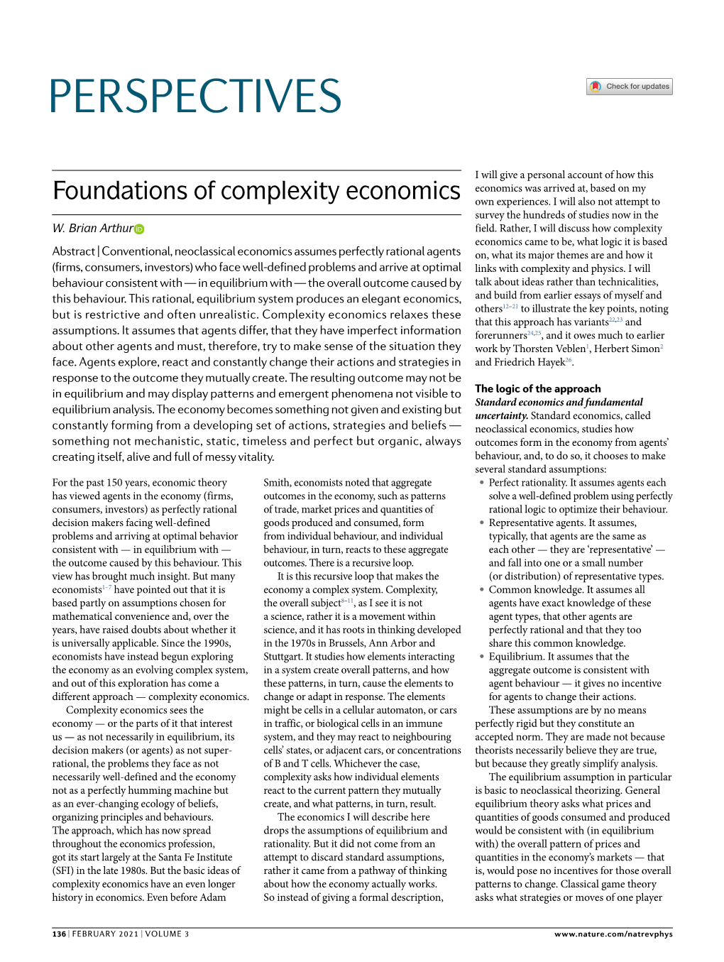 Foundations of Complexity Economics Own Experiences
