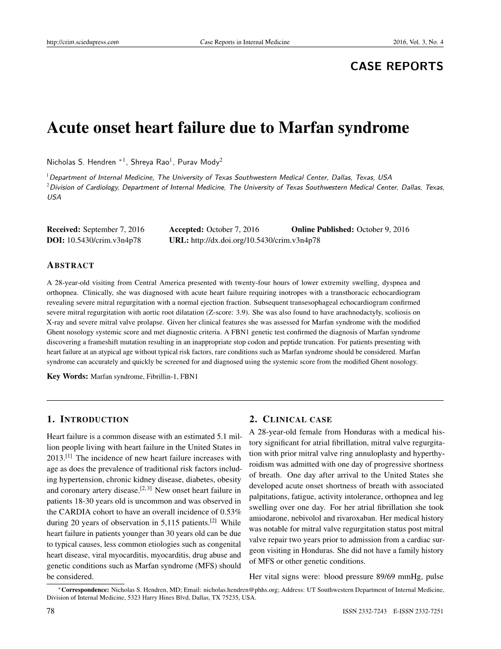 Acute Onset Heart Failure Due to Marfan Syndrome