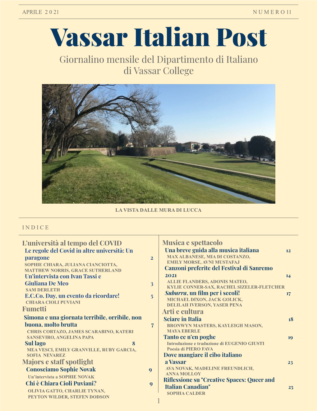 Vassar Italian Post Giornalino Mensile Del Dipartimento Di Italiano Di Vassar College