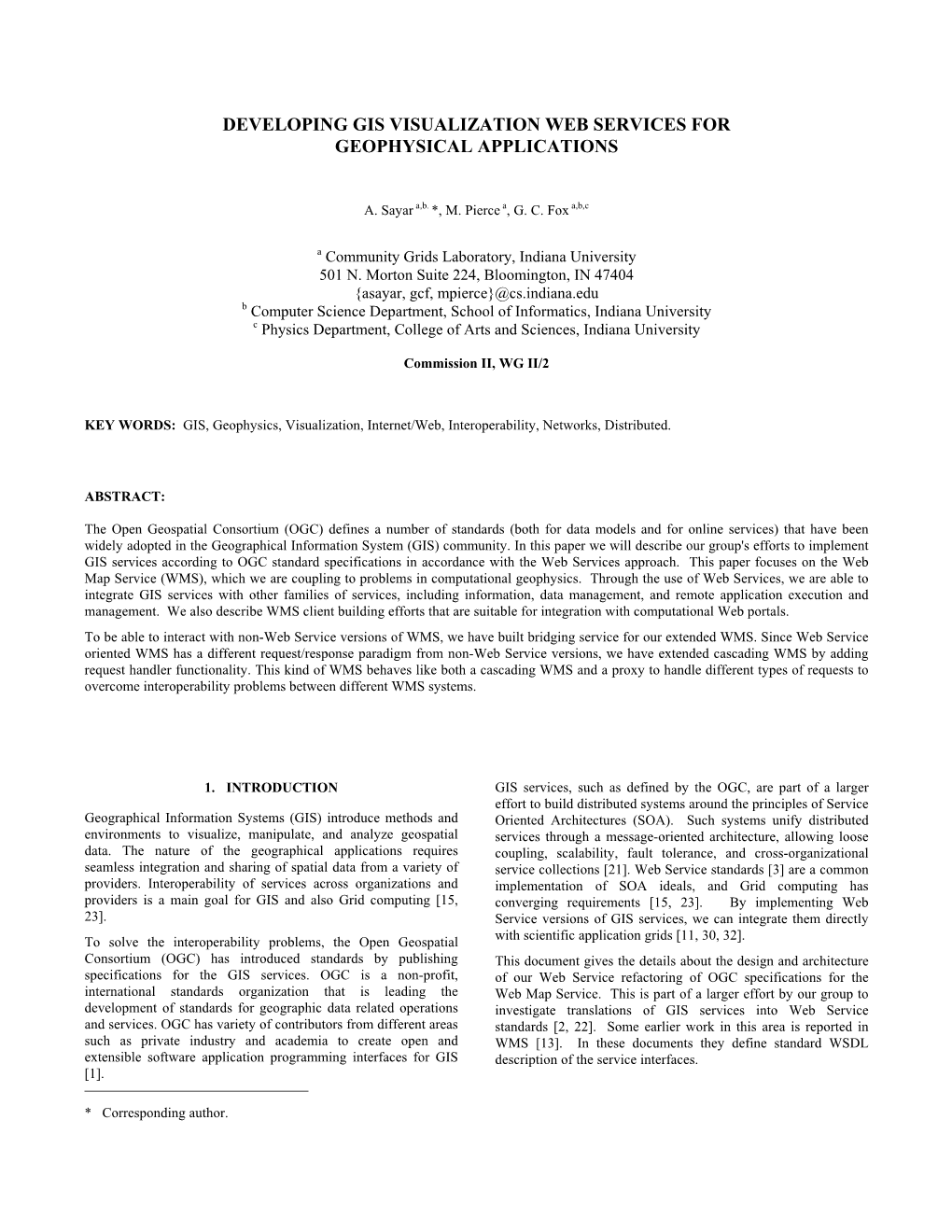 Developing Gis Visualization Web Services for Geophysical Applications