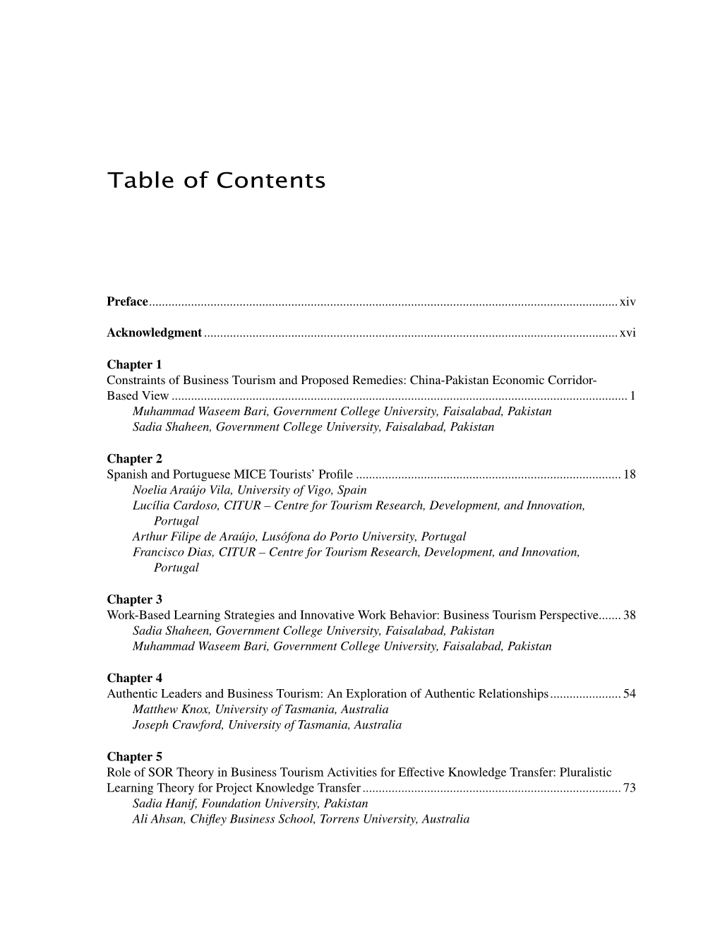 Table of Contents