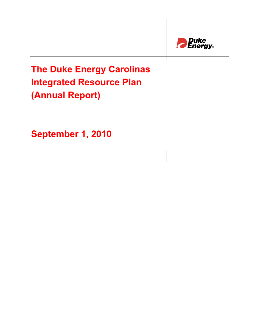 The Duke Energy Carolinas Integrated Resource Plan (Annual Report)