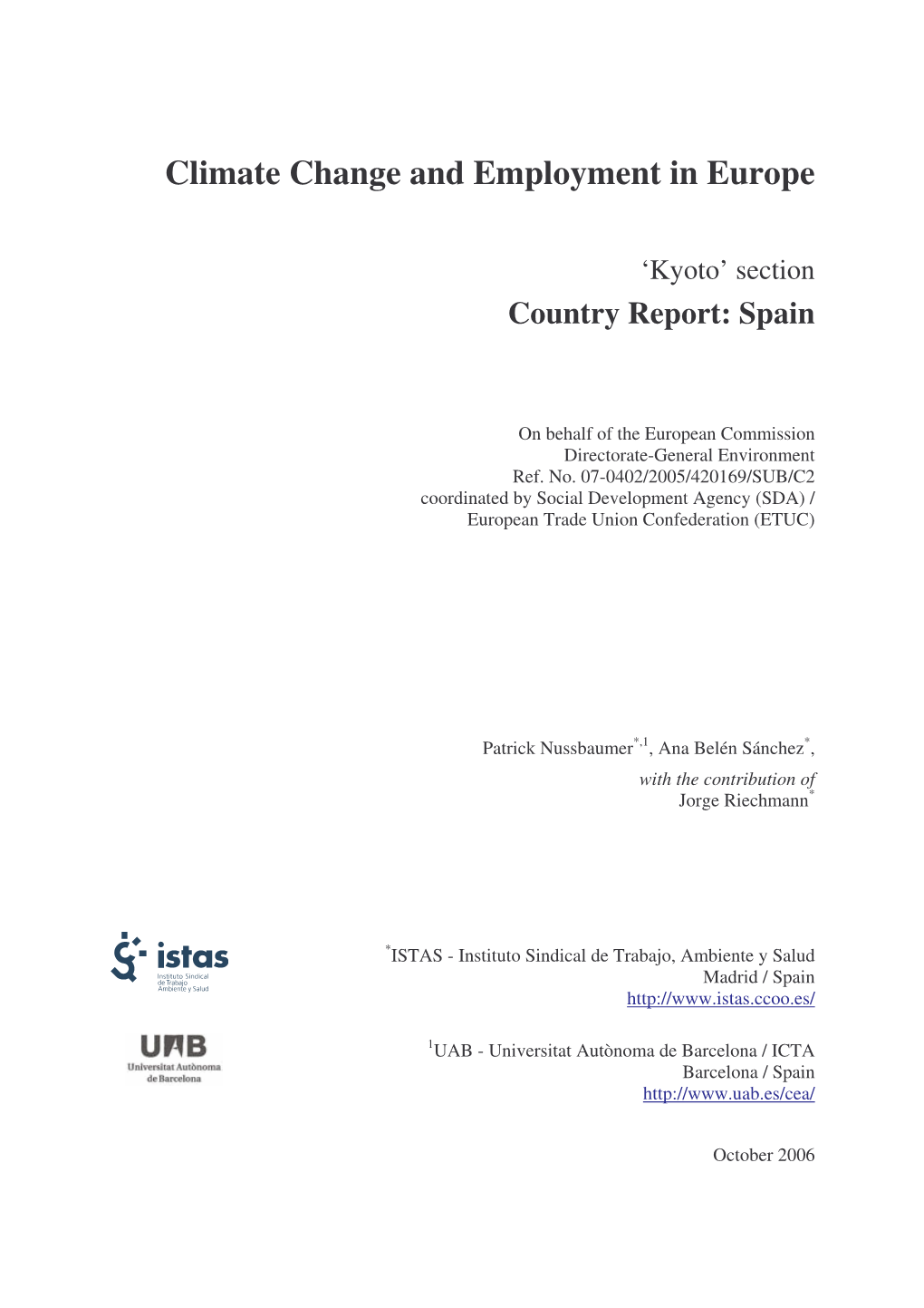 Climate Change and Employment in Europe