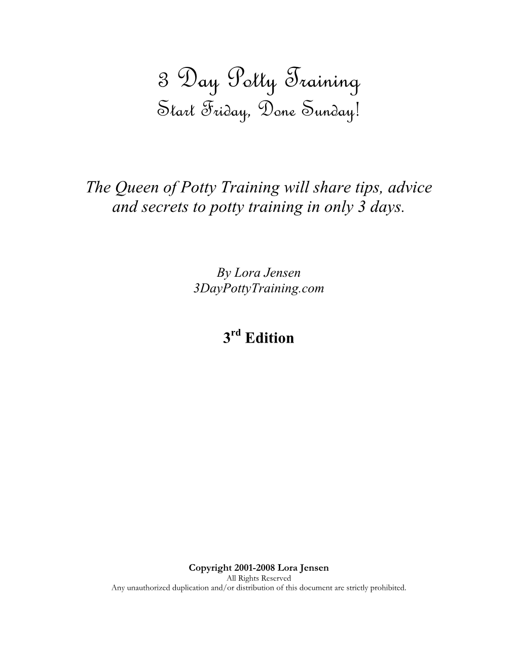 3 Day Potty Training by Lora Jensen