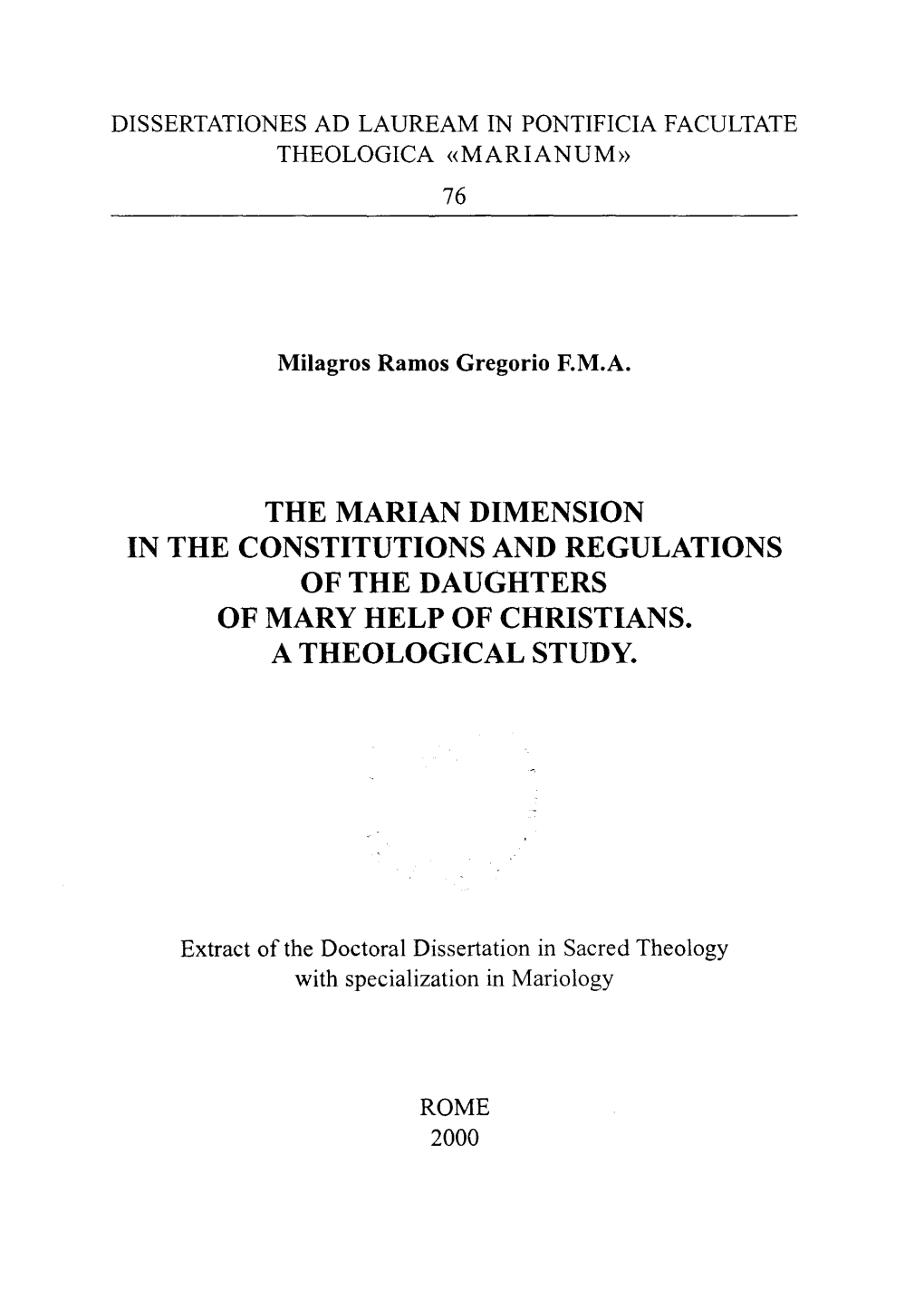 The Marian Dimension in the Constitutions and Regulations of the Daughters of Mary Help of Christians