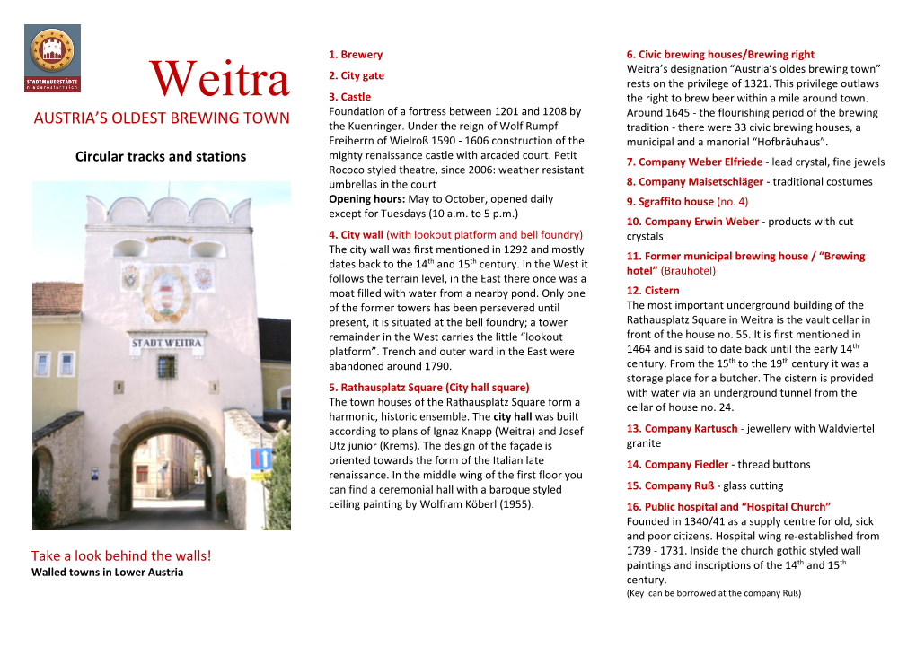 Weitra’S Designation “Austria’S Oldes Brewing Town” 2