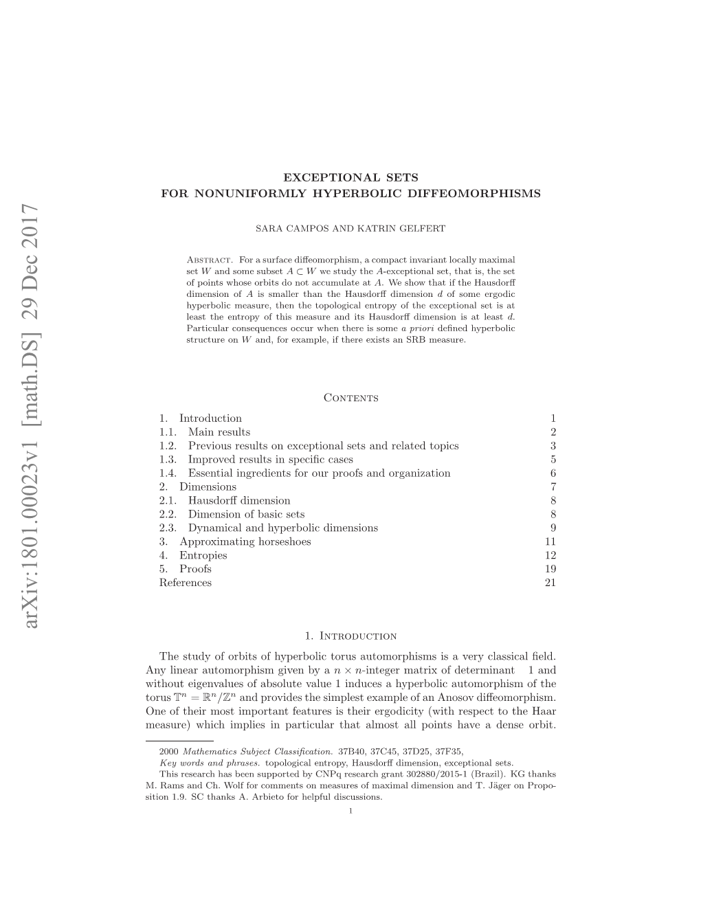 Exceptional Sets for Nonuniformly Hyperbolic Diffeomorphisms