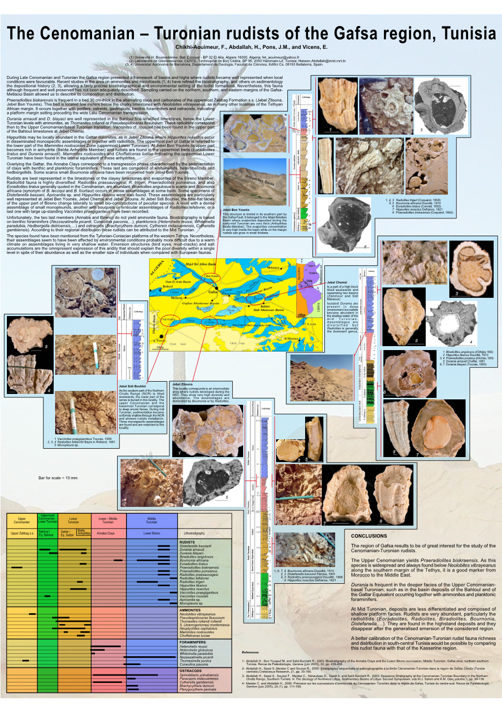 The Cenomanian – Turonian Rudists of the Gafsa Region, Tunisia Chikhi-Aouimeur, F., Abdallah, H., Pons, J.M., and Vicens, E