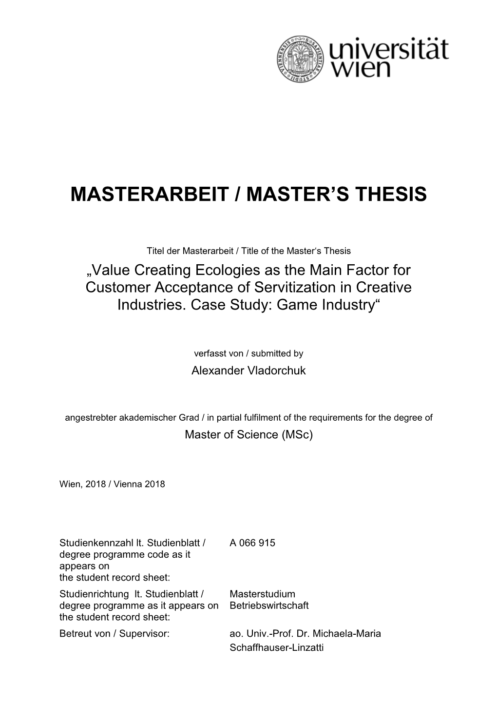 Masterarbeit / Master's Thesis