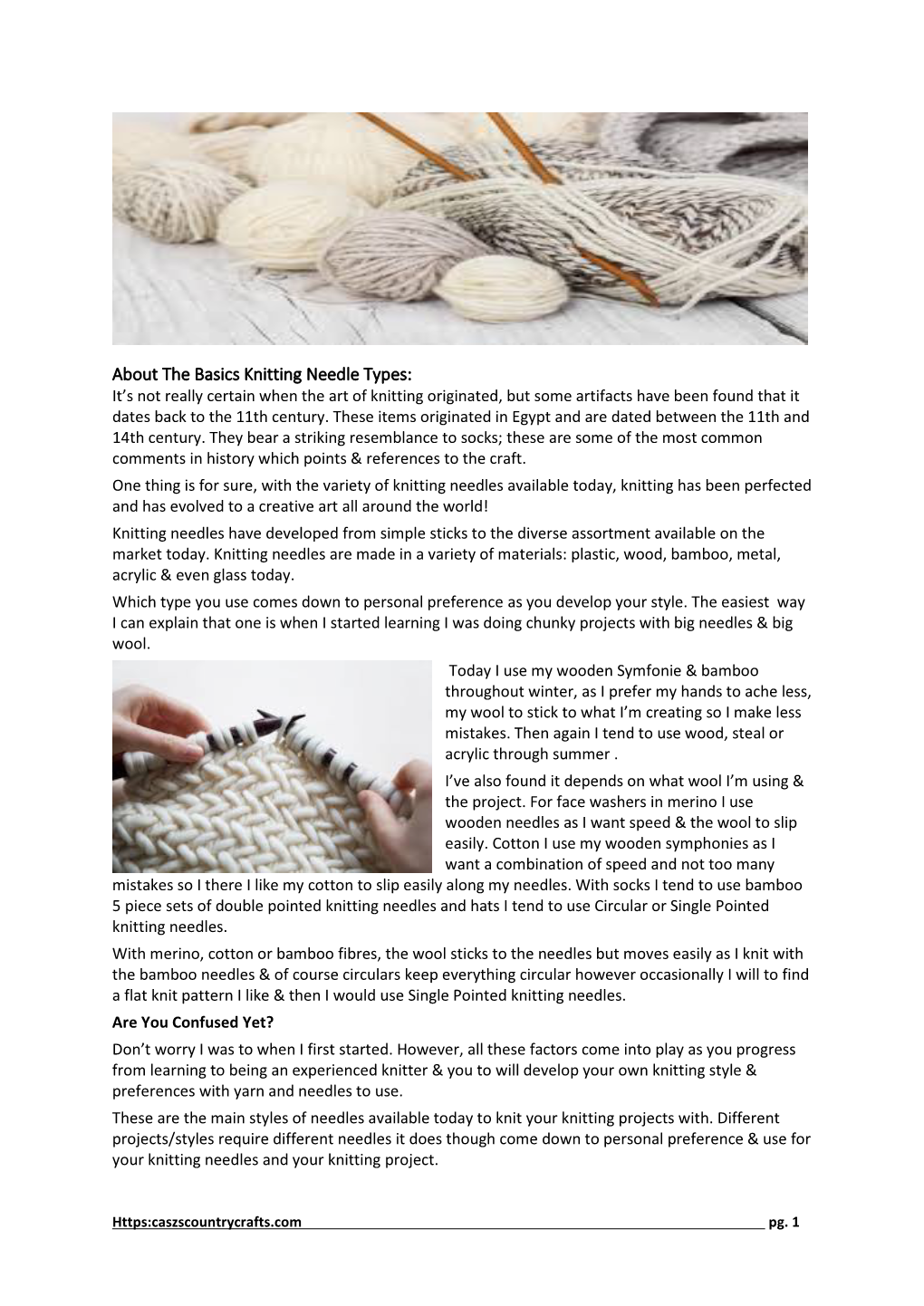 About the Basics Knitting Needle Types