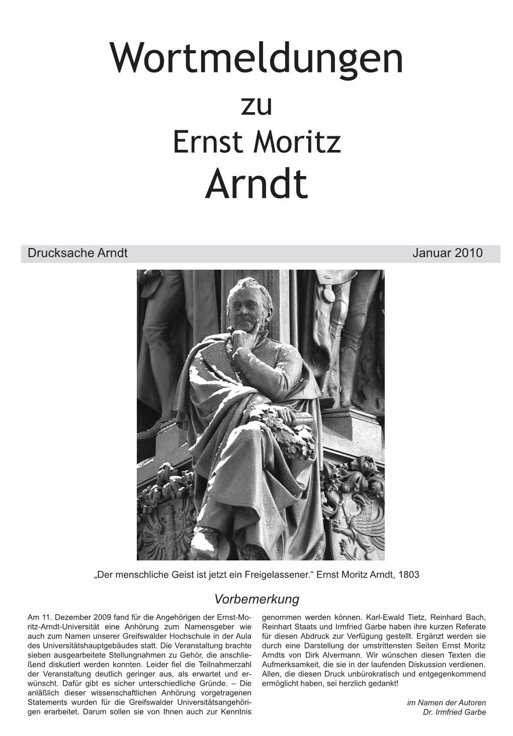 Wortmeldungen Zu Ernst Moritz Arndt