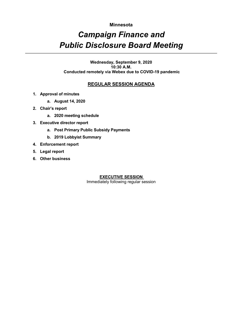 September 9, 2020 Meeting Materials