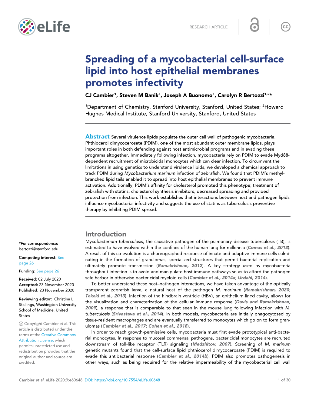 Spreading of a Mycobacterial Cell-Surface Lipid Into Host Epithelial Membranes Promotes Infectivity