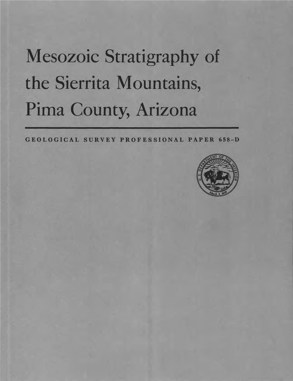 Mesozoic Stratigraphy of the Sierrita Mountains, Pima County, Arizona