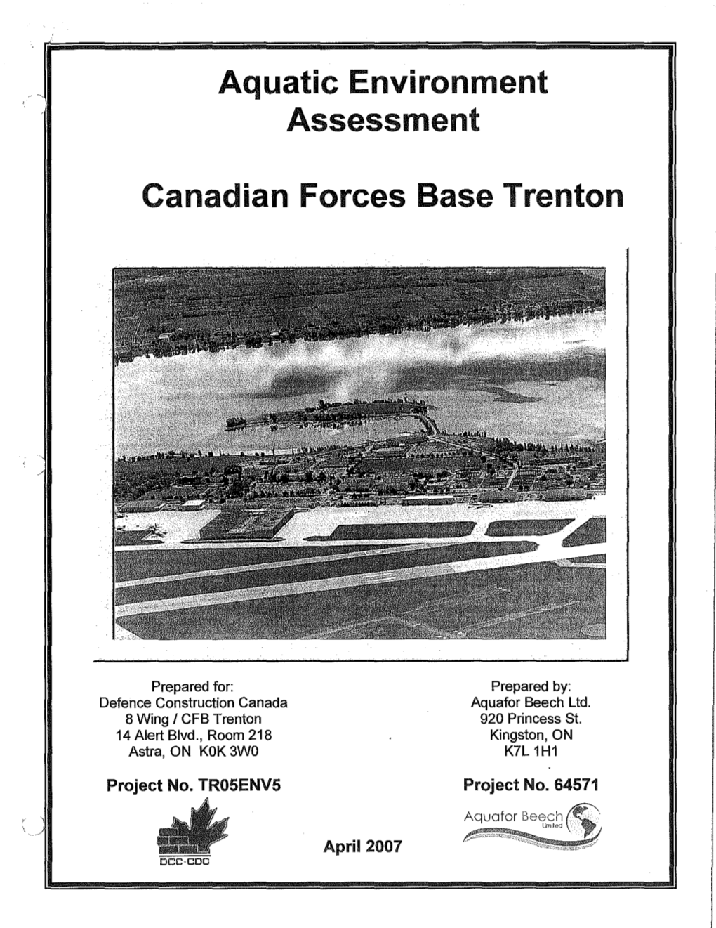 Aquatic Environment Assessment Canadian Forces Base Trenton