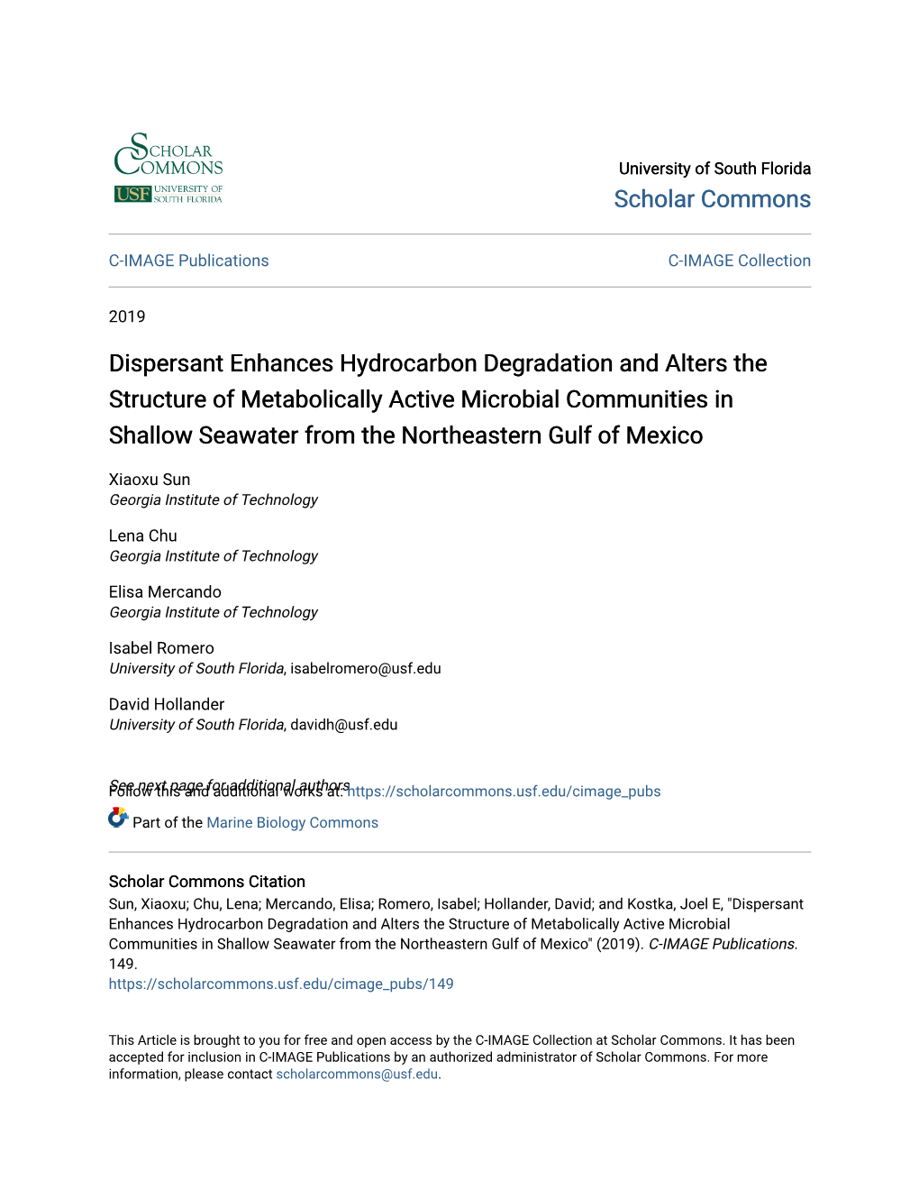 Dispersant Enhances Hydrocarbon Degradation and Alters The