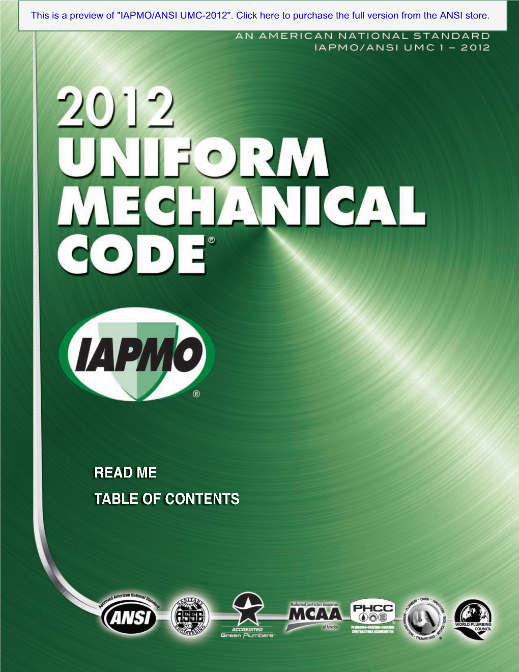 "IAPMO/ANSI UMC-2012". Click Here to Purchase the Full Version from the ANSI Store