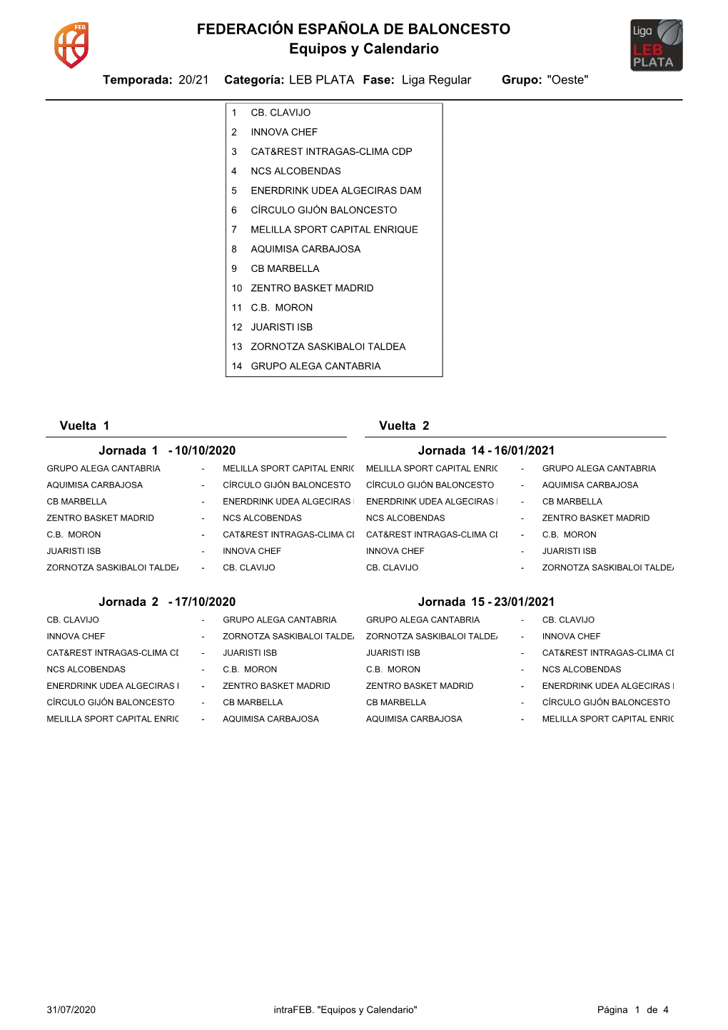 Equipos Y Calendario FEDERACIÓN ESPAÑOLA DE BALONCESTO