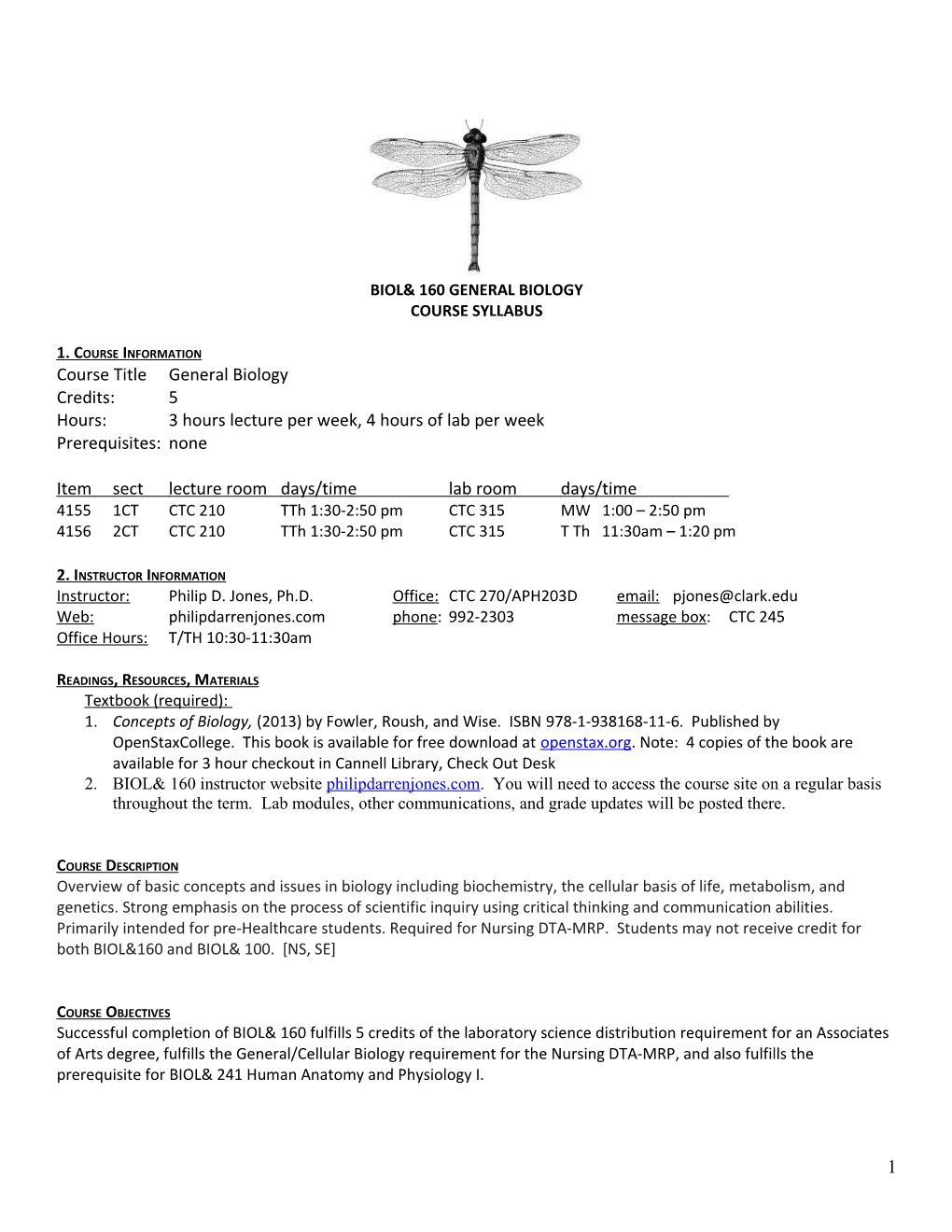 BIOL& 160 GENERAL Biology