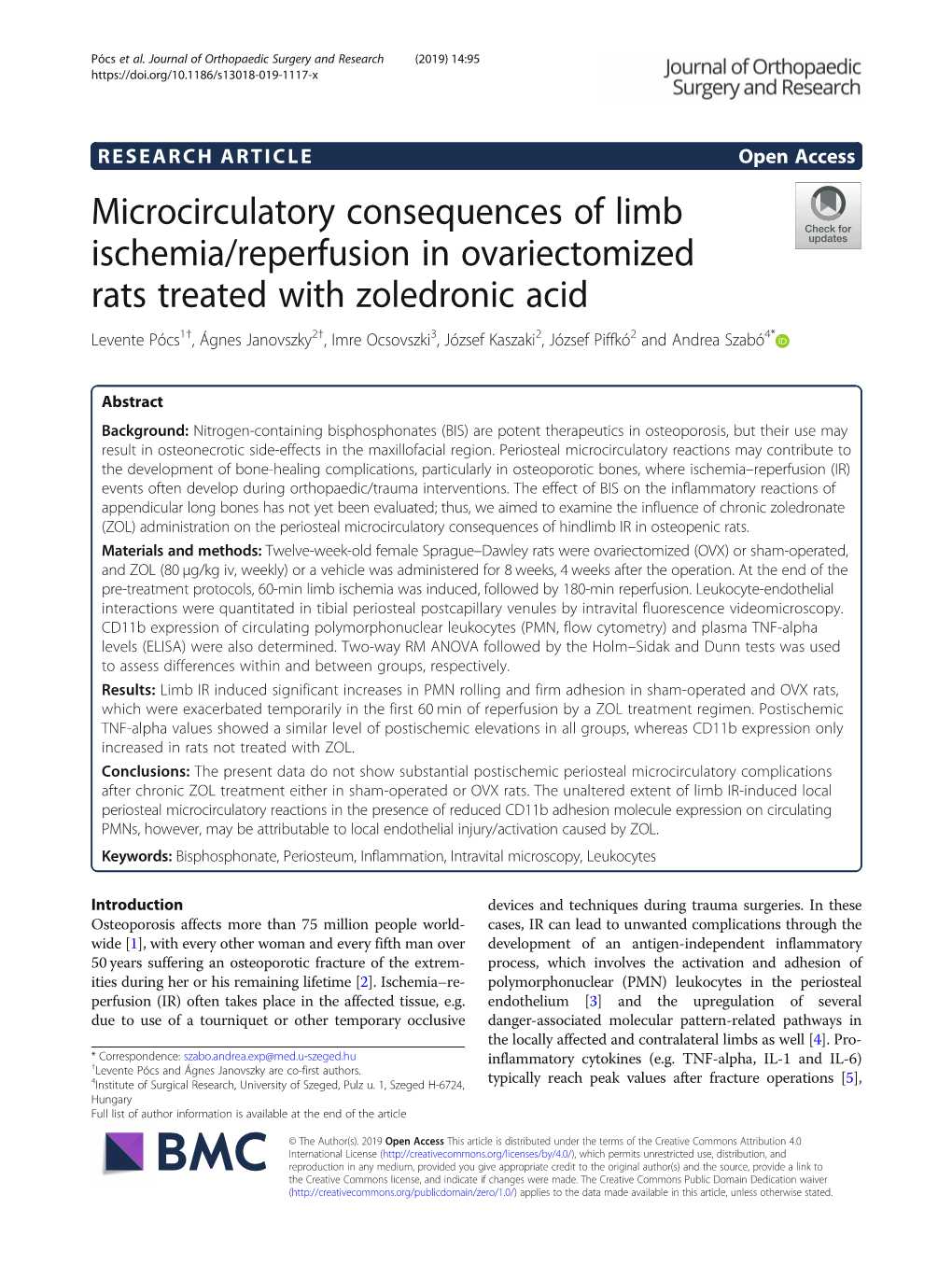 Microcirculatory Consequences of Limb Ischemia/Reperfusion In