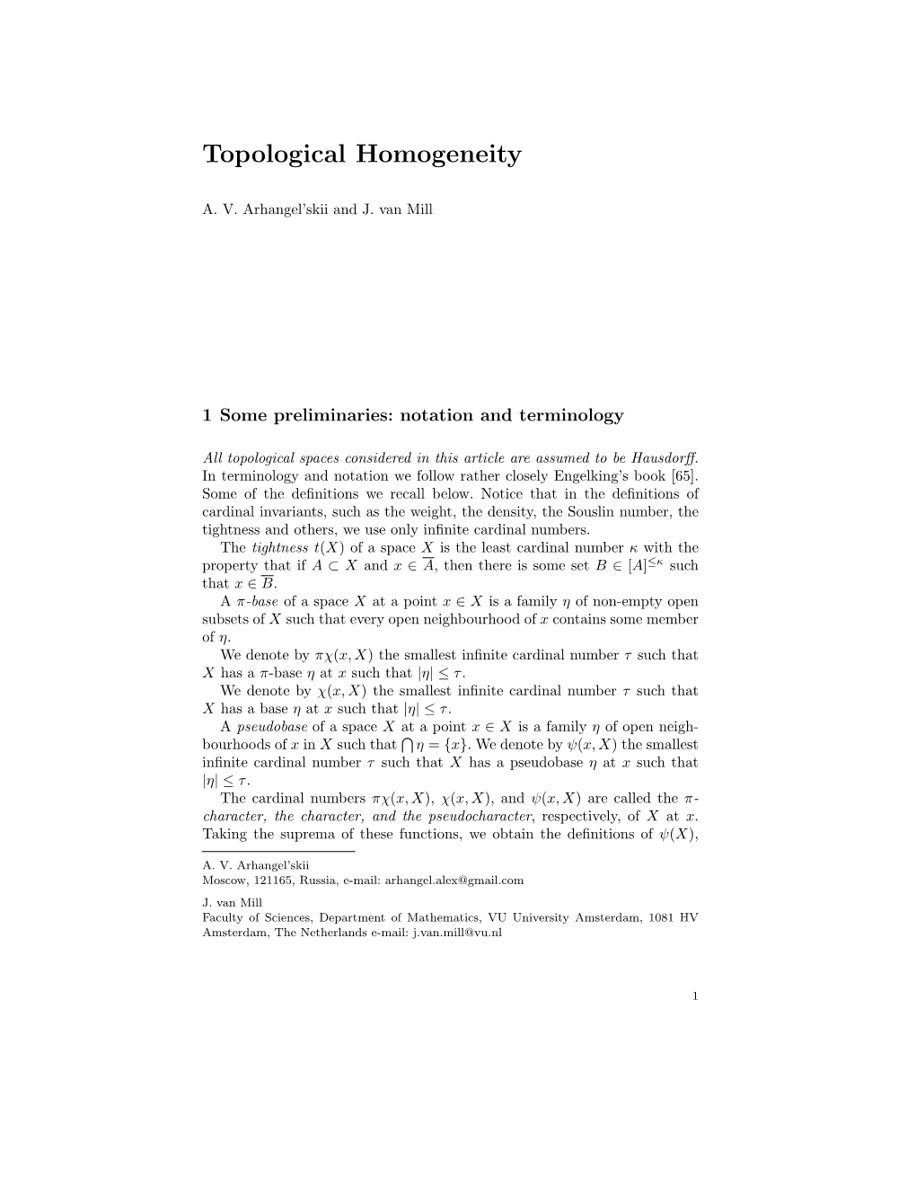 Topological Homogeneity