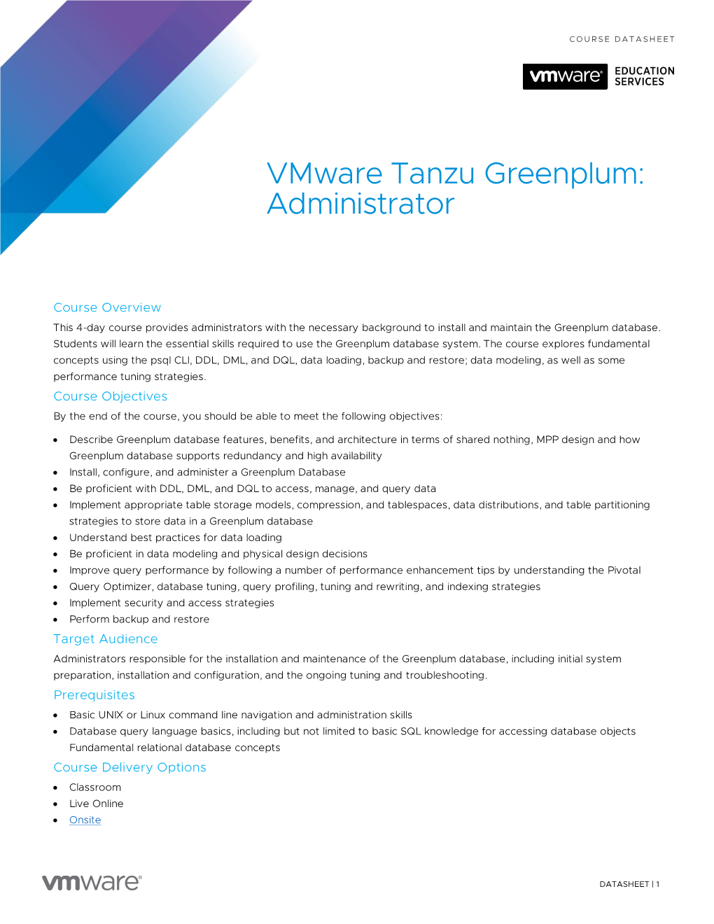 Vmware Tanzu Greenplum: Administrator