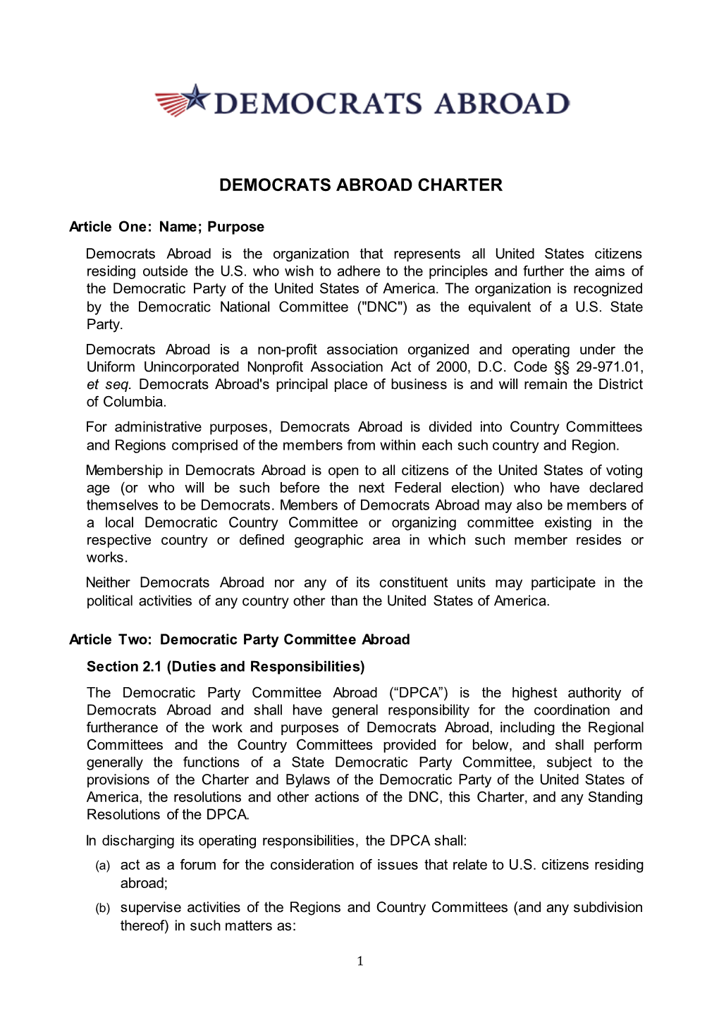 Democrats Abroad Charter