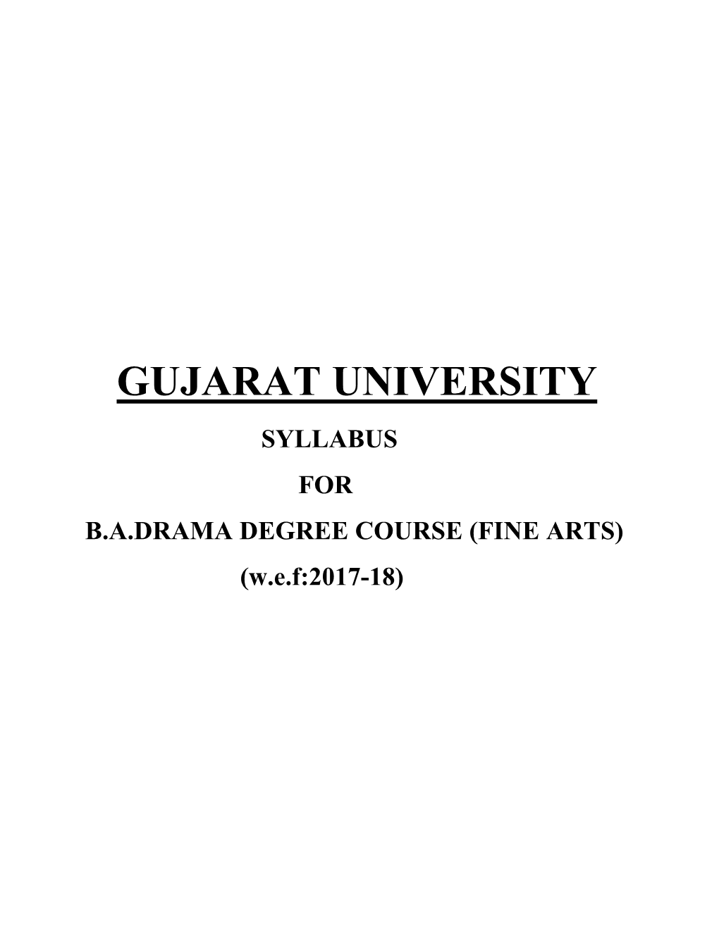 BA Drama Degree Syllabus 2017