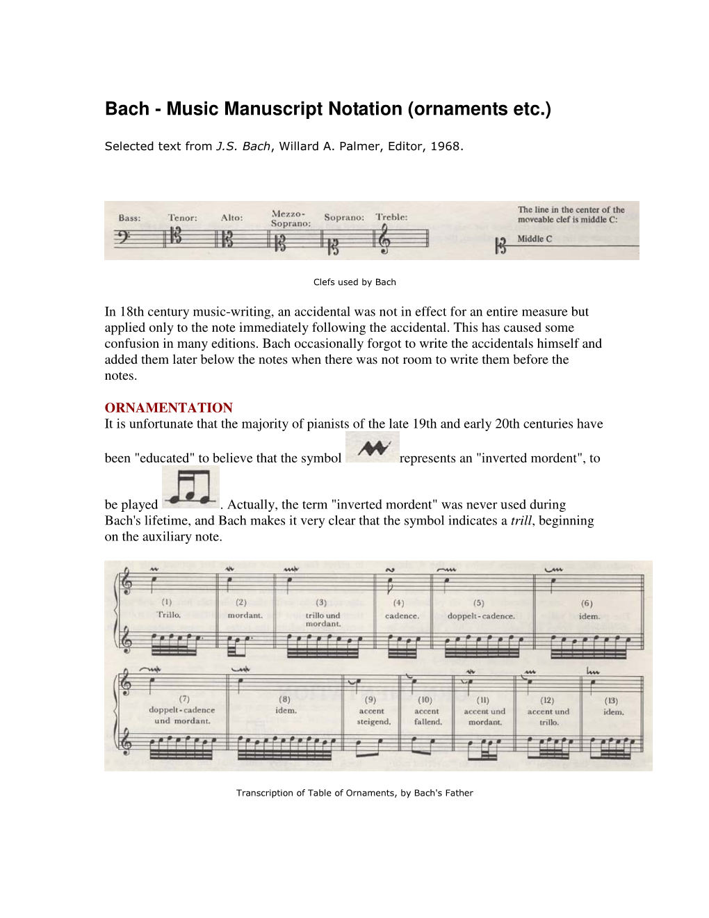 Bach - Music Manuscript Notation (Ornaments Etc.)