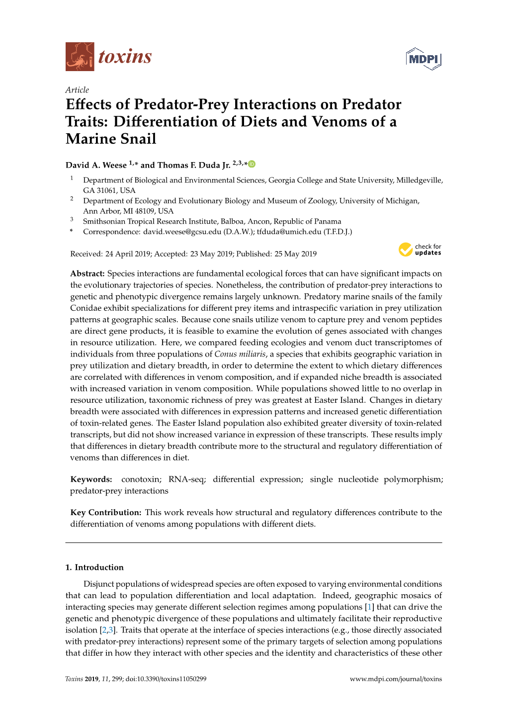 Effects of Predator-Prey Interactions on Predator Traits