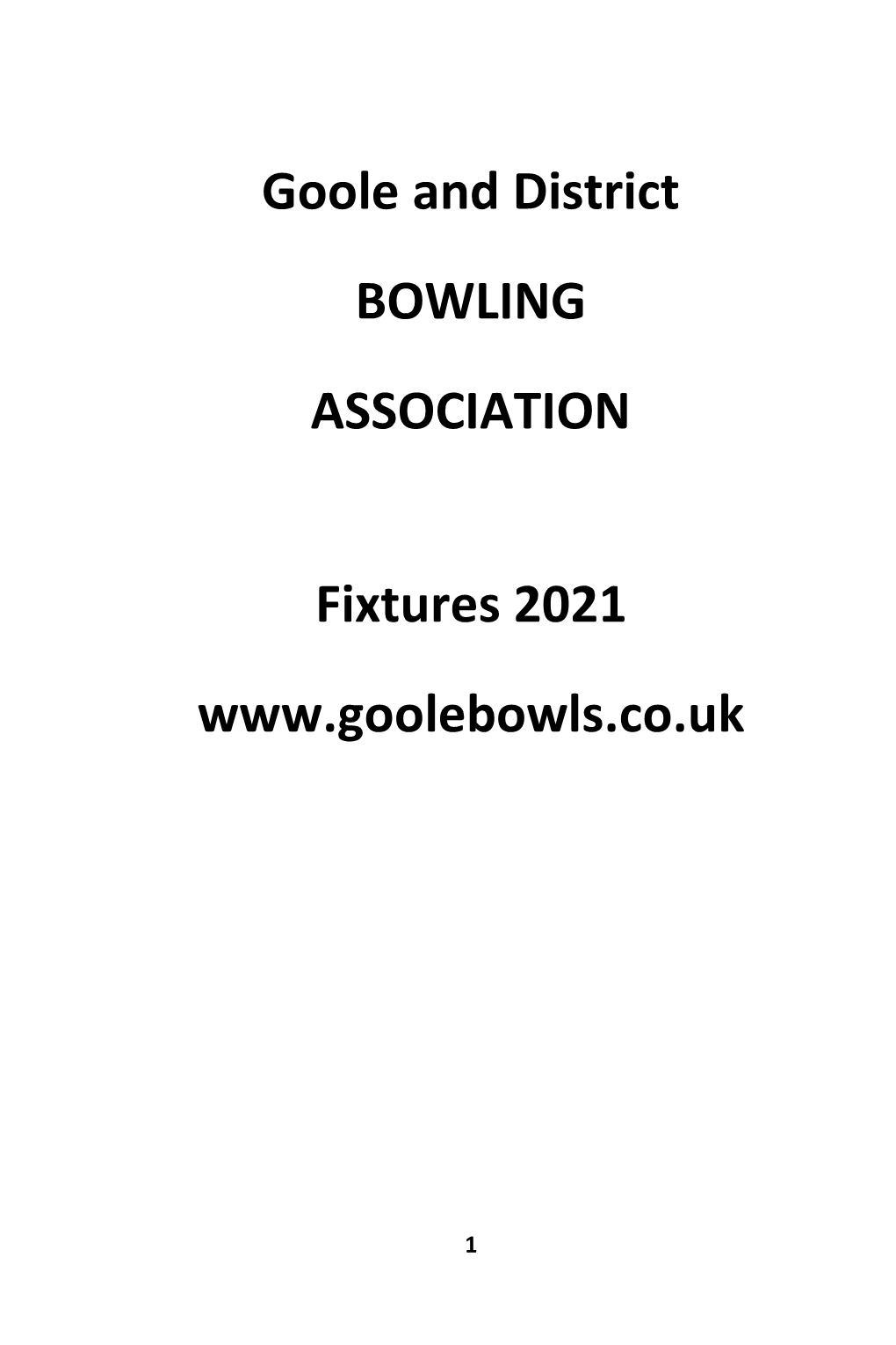 Goole League Fixture Book 2021