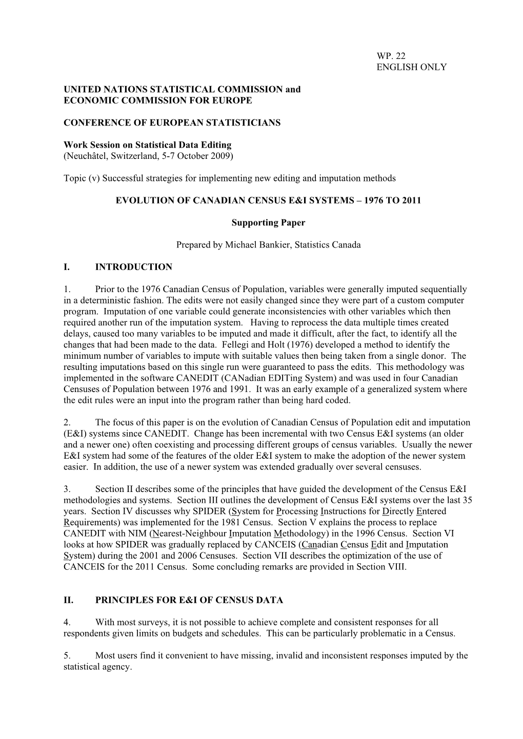 Wp. 22 English Only United Nations Statistical