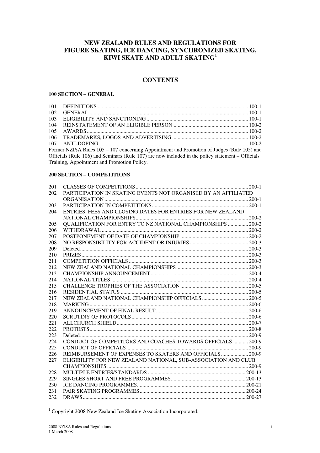 2008 NZISA Rules & Regulations