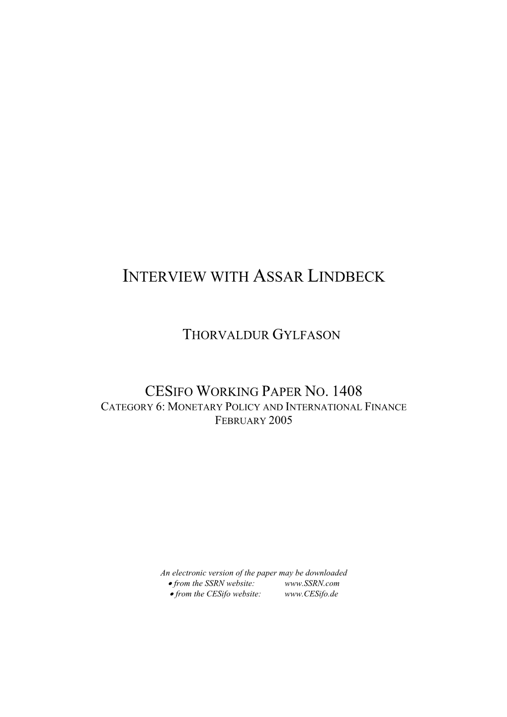 Interview with Assar Lindbeck