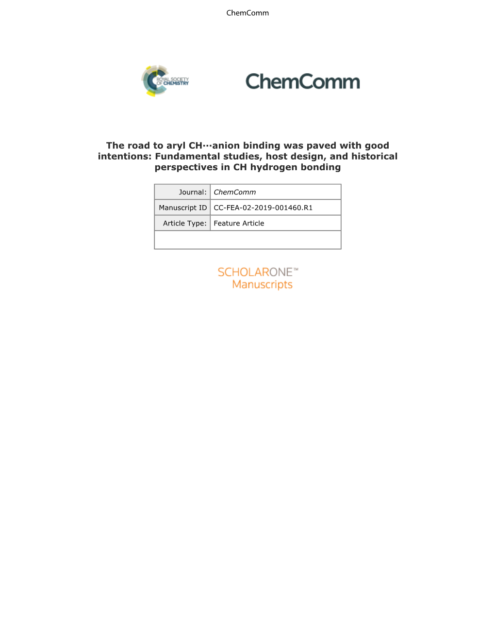 Anion Binding Was Paved with Good Intentions: Fundamental Studies, Host Design, and Historical Perspectives in CH Hydrogen Bonding