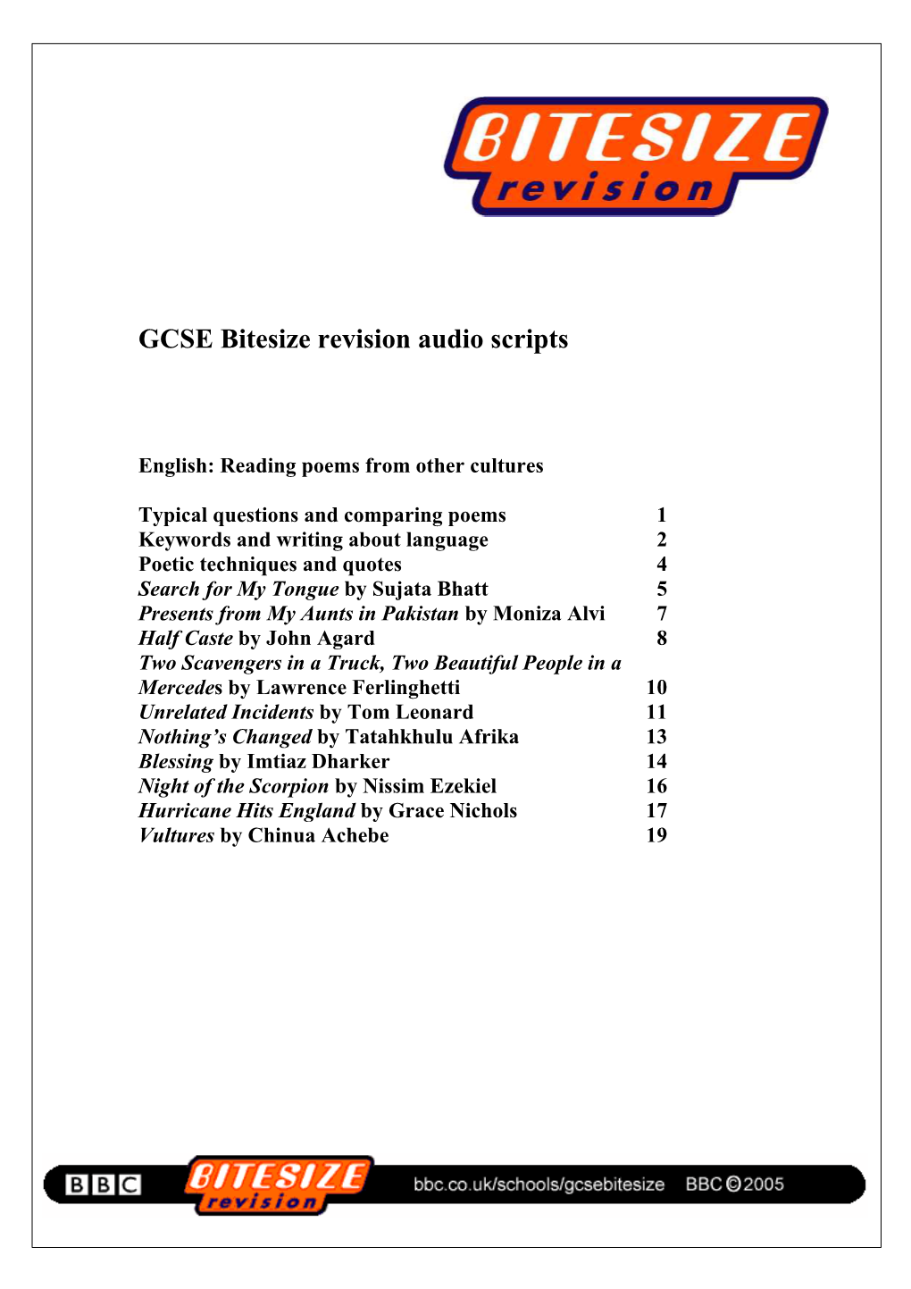 GCSE Bitesize Revision Audio Scripts