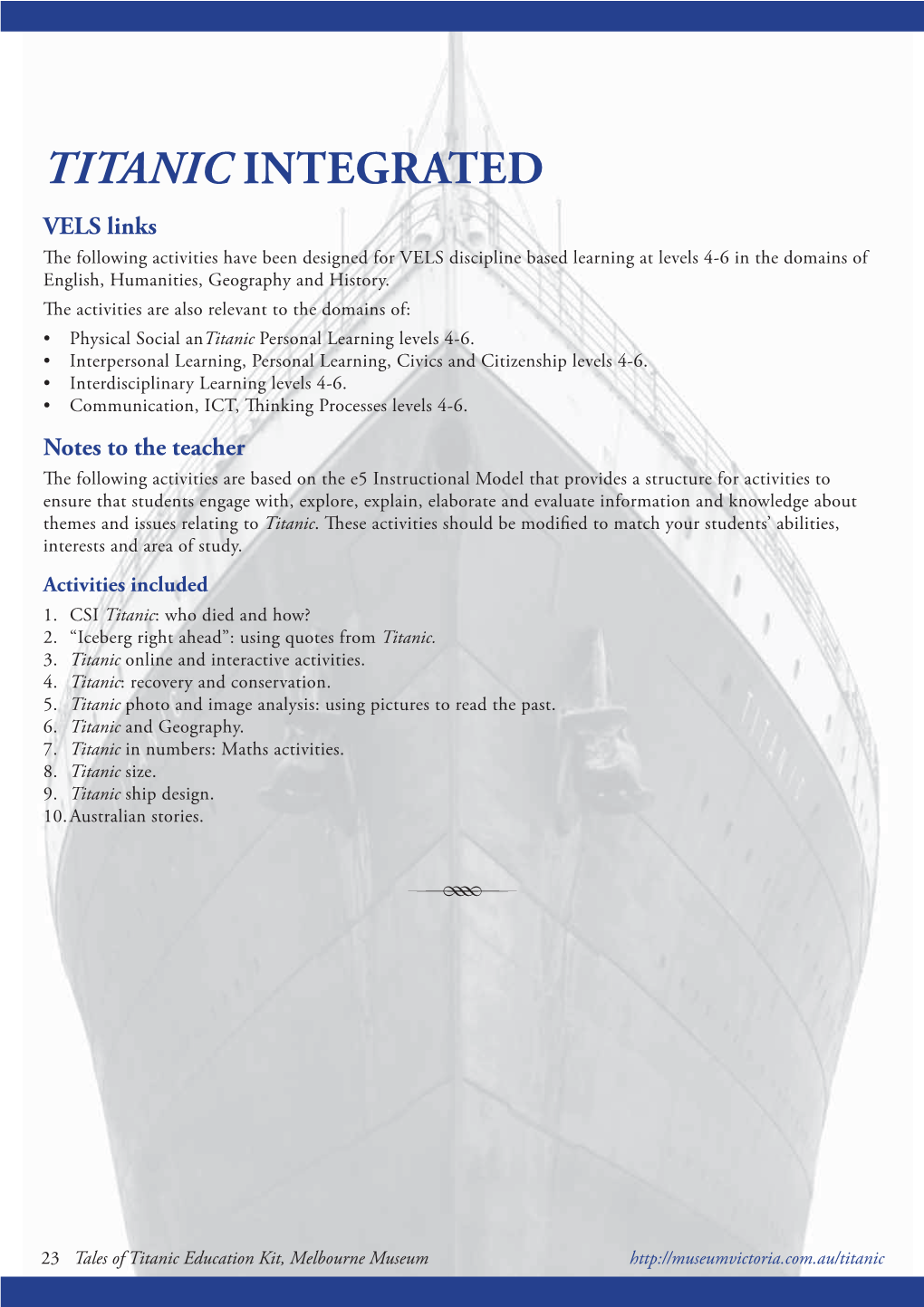 Titanic Intergrated Classroom Resources